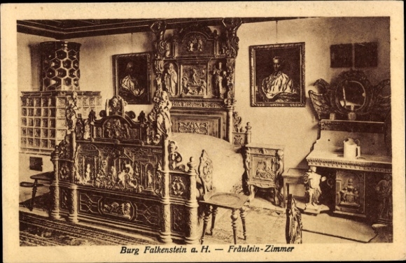 Ak Falkenstein in de Harz, juffrouw Zimmer in het kasteel