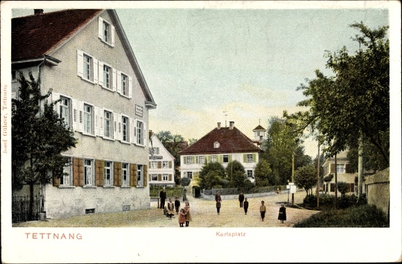 Ak Tettnang im Bodenseekreis Baden Württemberg, Partie am Karlsplatz, Kinder