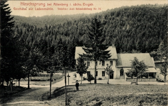 Postcard Hirschsprung Altenberg Erzgebirge, Gasthof zur Ladenmühle
