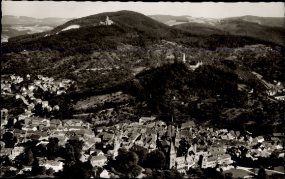 Postcard Weinheim an der Bergstraße Baden, Wachenburg, WSC Weinheimer Senioren-Convent, aerial photograph