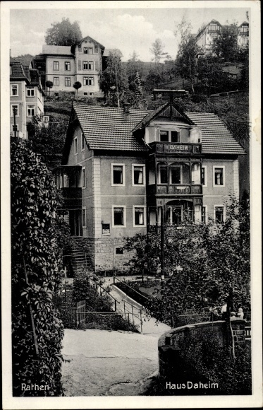 Postcard Kurort Rathen im Elbsandsteingebirge, house at home with surroundings
