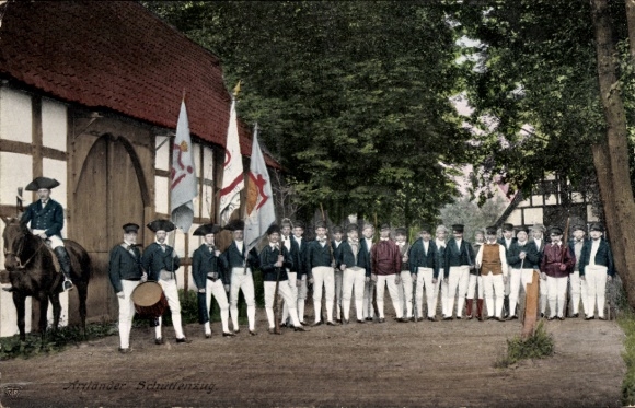 Postcard Neuenkirchen Vörden in Lower Saxony, Artländer Trachtenfest, Schüttenzug