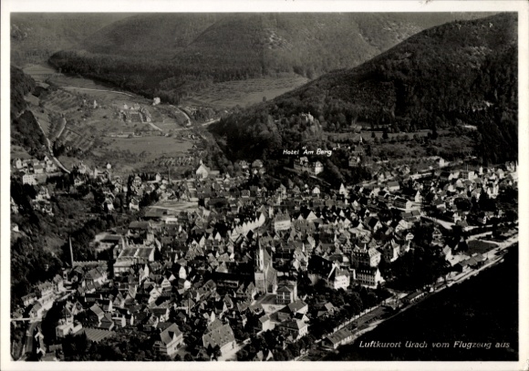 Postcard Bad Urach in the Swabian Alb Württemberg, aerial photograph
