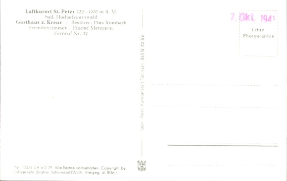 Postcard St. Peter im Schwarzwald, aerial photograph