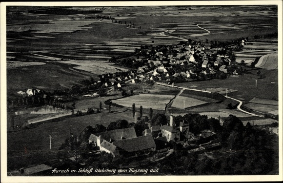 Postcard Aurach in Middle Franconia, Panorama m. Schloss Wahrberg, aerial photograph