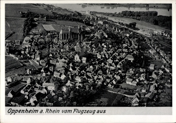 Ak Oppenheim am Oberrhein, Fliegeraufnahme