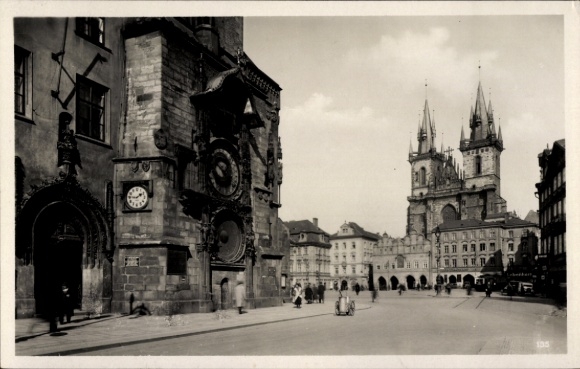 Ak Praha Prag Tschechien, Altstädter Ring, Staroměstské náměstí,  Gebäude, Uhrturm