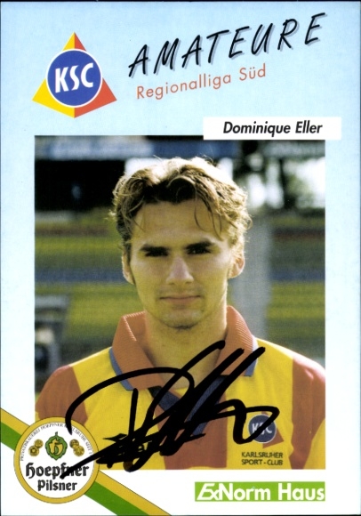 Autogrammkarte Fußballer Dominique Eller, Karlsruher SC, Autogramm