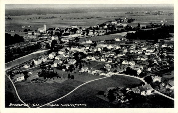 Postcard Bruckmühl in Upper Bavaria, aerial photograph