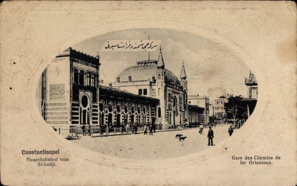 Embossing Postcard Constantinople Istanbul Türkiye, Central Station of Sirkedji