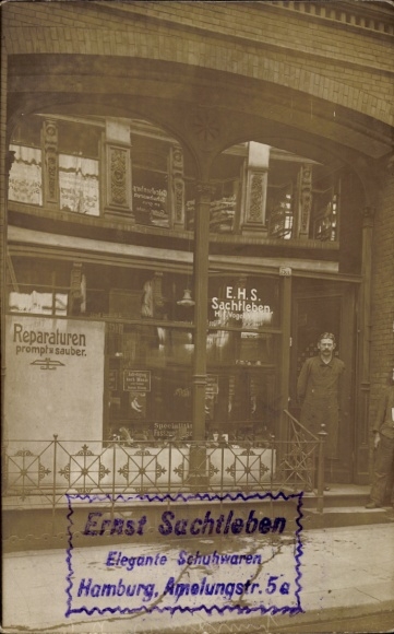 Foto Ak Hamburg Mitte Neustadt, Schuhwarenhandlung, Schaufenster, Amelungstraße 5 a