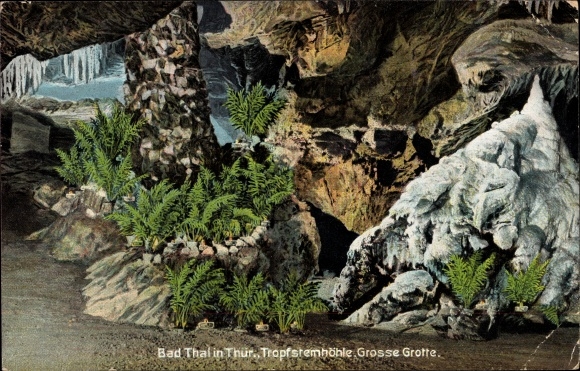Postcard Bad Thal Ruhla in the Wartburg district of Thuringia, stalactite cave, large grotto