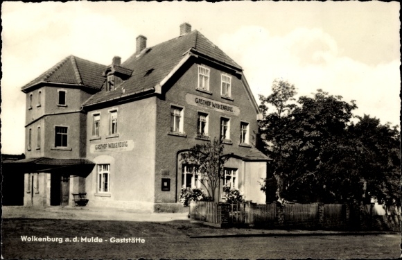 Postcard Wolkenburg on the Mulde Limbach Oberfrohna Sachsen, restaurant Wolkenburg