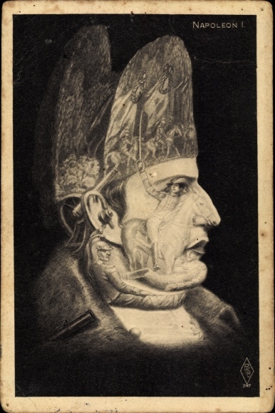Artist PC Napoleon Bonaparte, metamorphosis, face from battle scenes