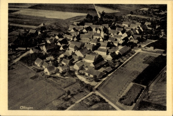 Postcard Oellingen Gelchsheim in Lower Franconia, aerial photograph
