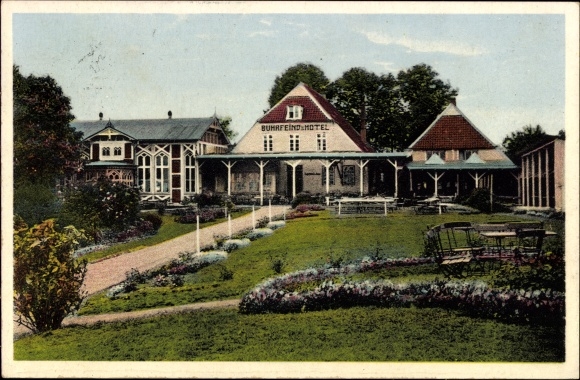 Postcard Elbinsel Krautsand Drochtersen in the district of Stade, Buhrfeinds Hotel