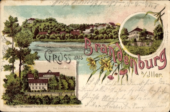 Litho Brandenburg Dietenheim an der Iller Baden Württemberg, Schloss, Gesamtansicht