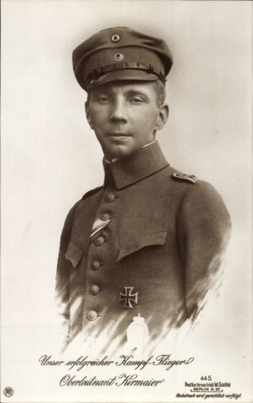 Postcard Fighter Pilot First Lieutenant Kirmaier, portrait