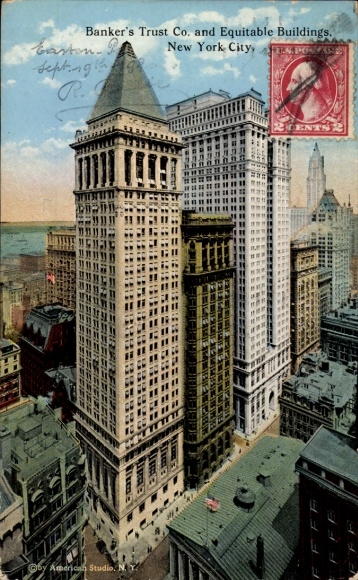 Ak New York City USA, Flat Iron Building, Banker's Trust Co., Equitable Buildings,