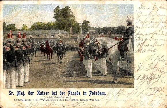 Postcard Potsdam in Brandenburg, Kaiser Wilhelm II. at the parade