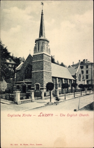 Ak Lucerne Luzern Stadt Schweiz, Englische Kirche,  The English Church, Fotograf E. Gotis
