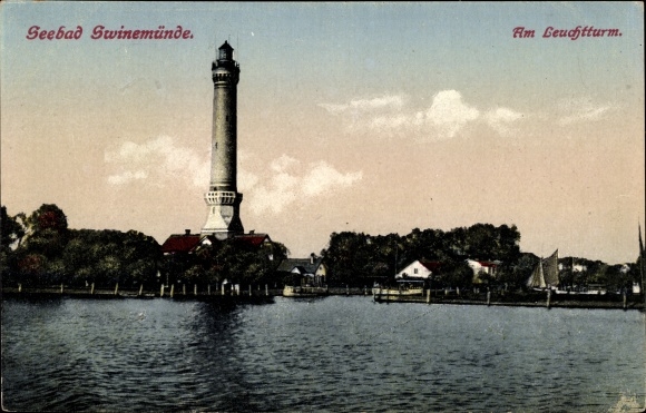 Postcard Świnoujście Swinoujscie Pomerania, lighthouse