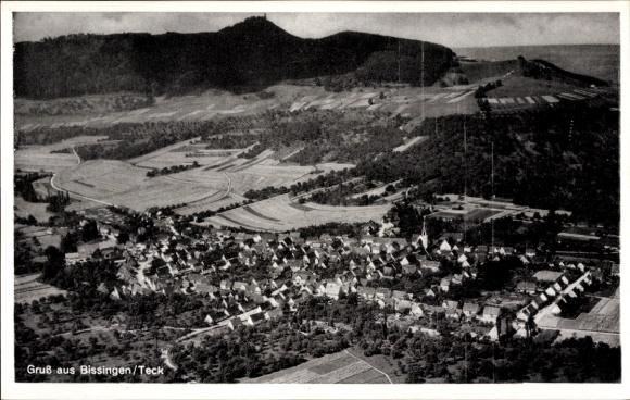 Postcard Bissingen an der Teck, aerial photograph