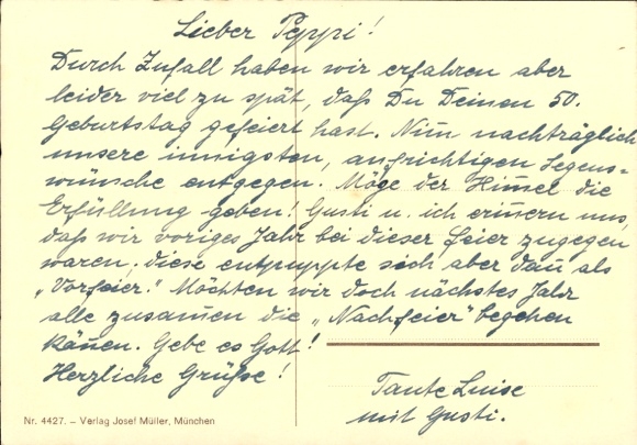 Artist Postcard Hummel, Berta, And many, many years to come, No. 4427, Child with birthday cake, dachshund