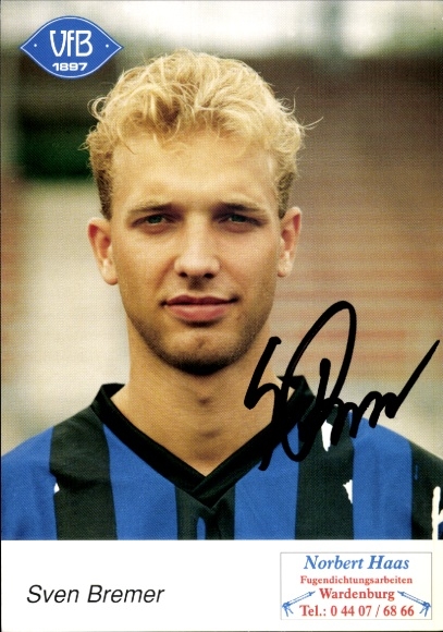 Autogrammkarte Fußballer Sven Bremer, VfB Oldenburg, Autogramm