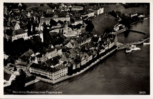 Postcard Meersburg on Lake Constance, view of the town, aerial photograph