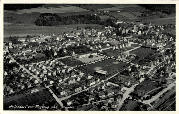 Postcard Aulendorf in Württemberg, aerial photograph