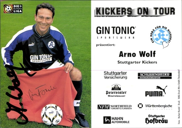 Karta autograf piłkarza Arno Wolfa, Stuttgarter Kickers, autograf