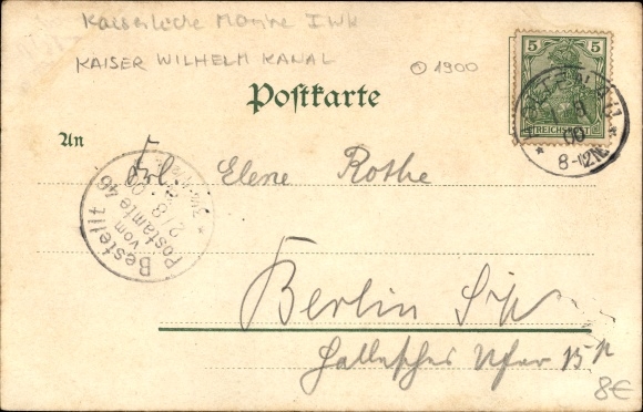 Postcard Kiel, high bridge near Levensau, Kaiser Wilhelm Canal, ship