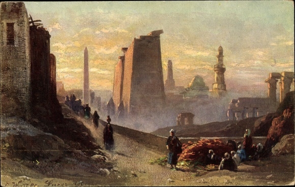Artysta KP Wuttke, Luksor, Egipt, Świątynie le Matin, widok na świątynie