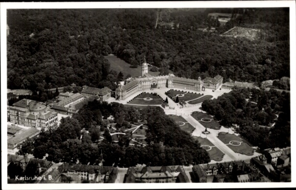 Postcard Karlsruhe in Baden, aerial photograph