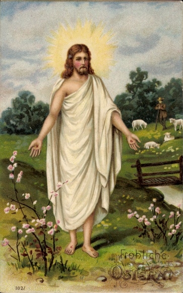 Präge Ak Fröhliche Ostern, Jesus, Schafhirte