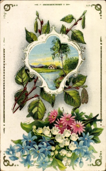 Postcard landscape, flowers, blossoms