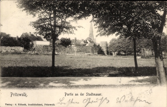Postcard Pritzwalk in the Prignitz, at the city wall