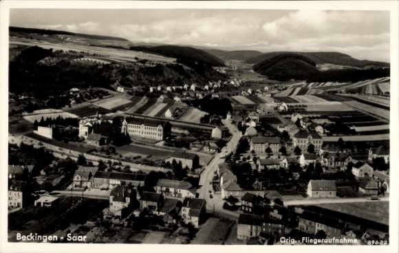 Postcard Beckingen Saar, view of the town, aerial photograph