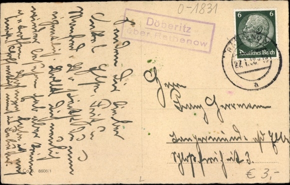 Ak Landpoststempel Döberitz über Rathenow