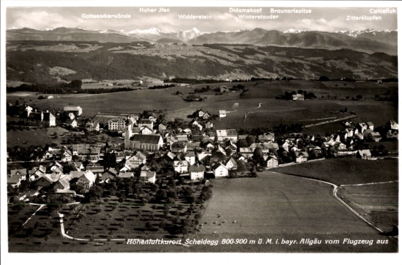 Ak Scheidegg im Allgäu Schwaben, Fliegeraufnahme