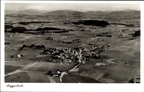 Postcard Wiggensbach in Allgäu, aerial photograph