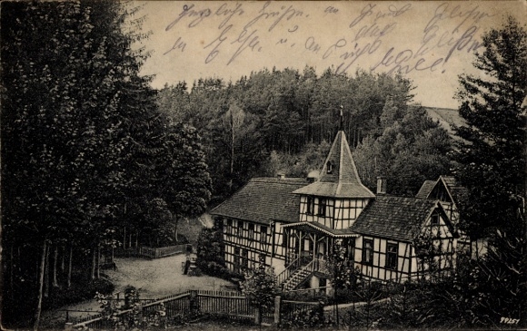 Ak Quirla Roda Stadtroda in Thüringen, Weihertalmühle, Fachwerkhaus, Wald,  , Sommerfrische