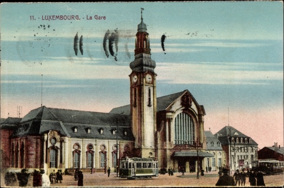 Postcard Luxemburg Luxembourg, La Gare, Tram