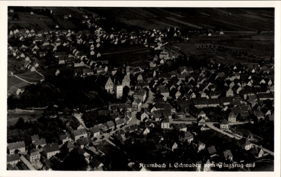 Postcard Krumbach Swabia, aerial photograph