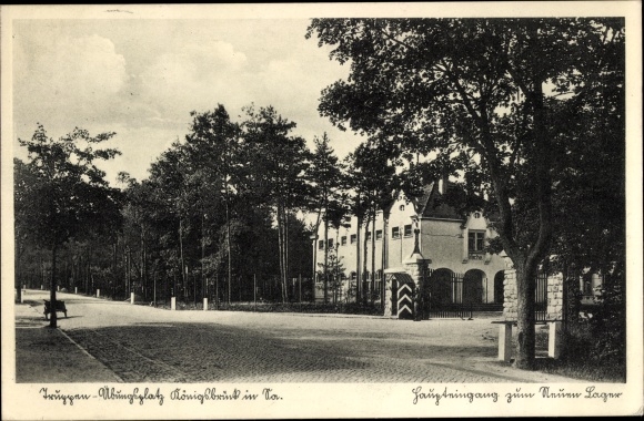 Postcard Königsbrück in Oberlausitz, military training area, new camp, main entrance