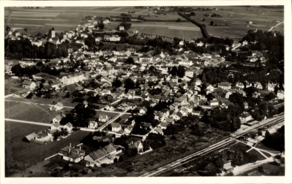 Postcard Bad Aibling in Upper Bavaria, aerial photograph