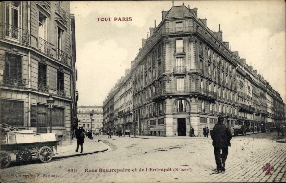 Ansichtkaart Parijs X, Rue Beaurepaire, Rue de l'Entrepot