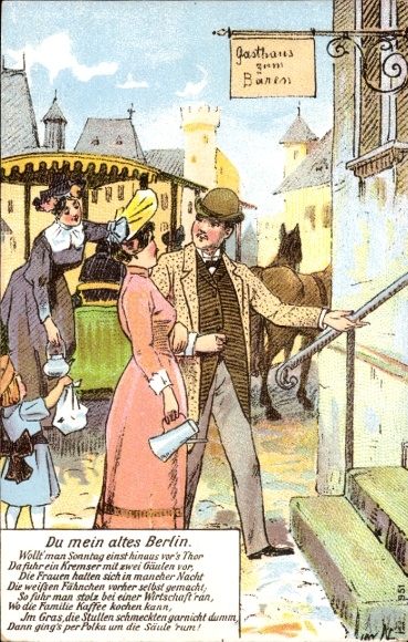 Chromo-Litho You my old Berlin, One Sunday when you wanted to go out, a carriage drove up