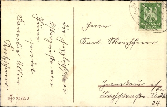 Postcard Herzogenaurach in Franconia Bavaria, Liebfrauenhaus, two children on a red Easter egg, which...
